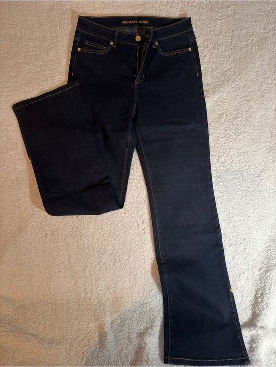 Michael Kors Denim - Michael Kors Dark Navy Flare Jeans with Gold Hardware